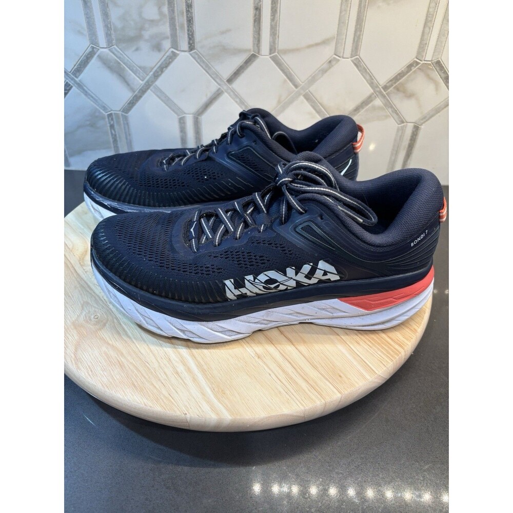 Hoka One One Women’s Bondi 7 Running Shoes 9 Dark Blue 1100519-BIBBL Sneaker Run - Picture 5 of 14
